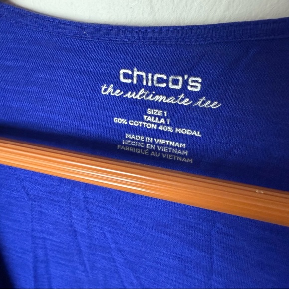 Chico’s Ultimate Tee Royal Blue Open Front Cardigan Top Size 1 - Picture 3 of 4